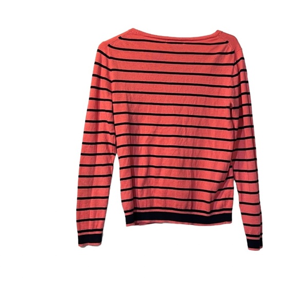 J. Crew Striped Sweater Salmon and Black Long Sleeve Size Small - Picture 2 of 8